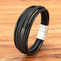 Pulseira Masculina Dupla em Couro